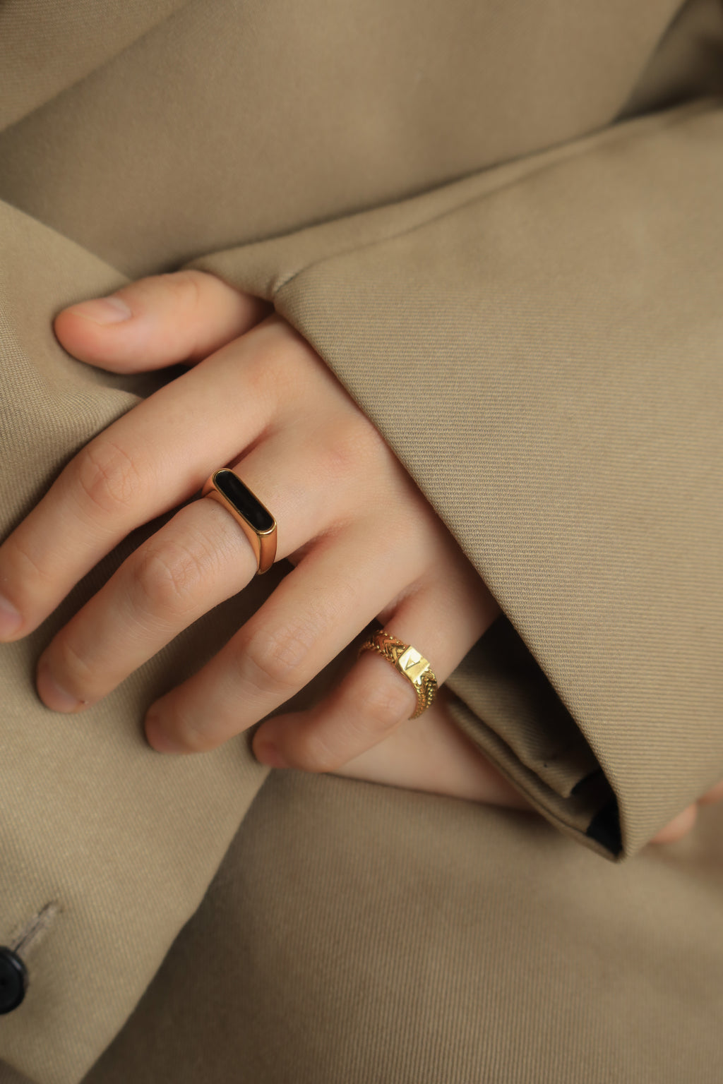 Black Enamel Bar Ring