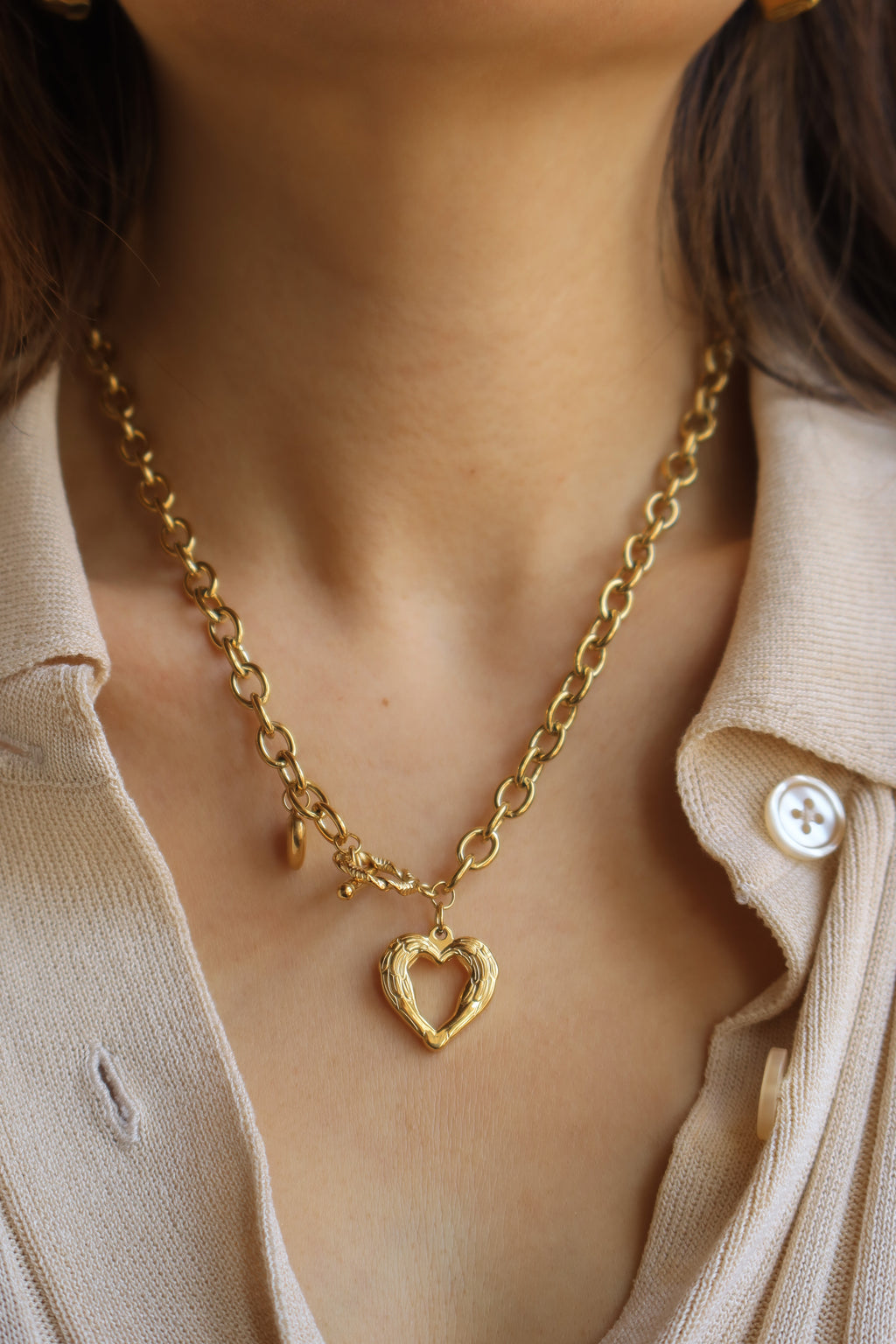 Chunky Heart & Charm Necklace