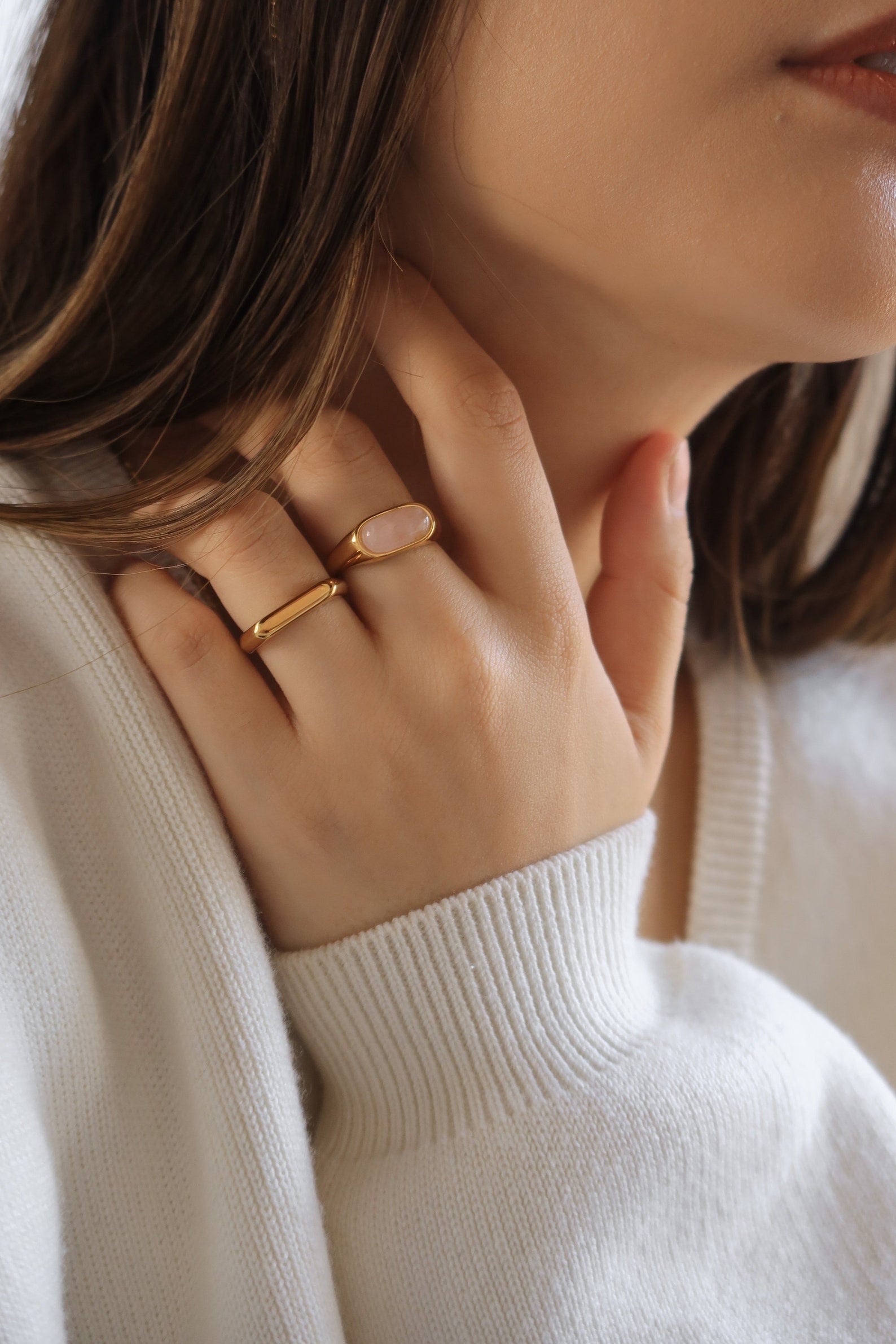 Baguette Rose Quartz Ring