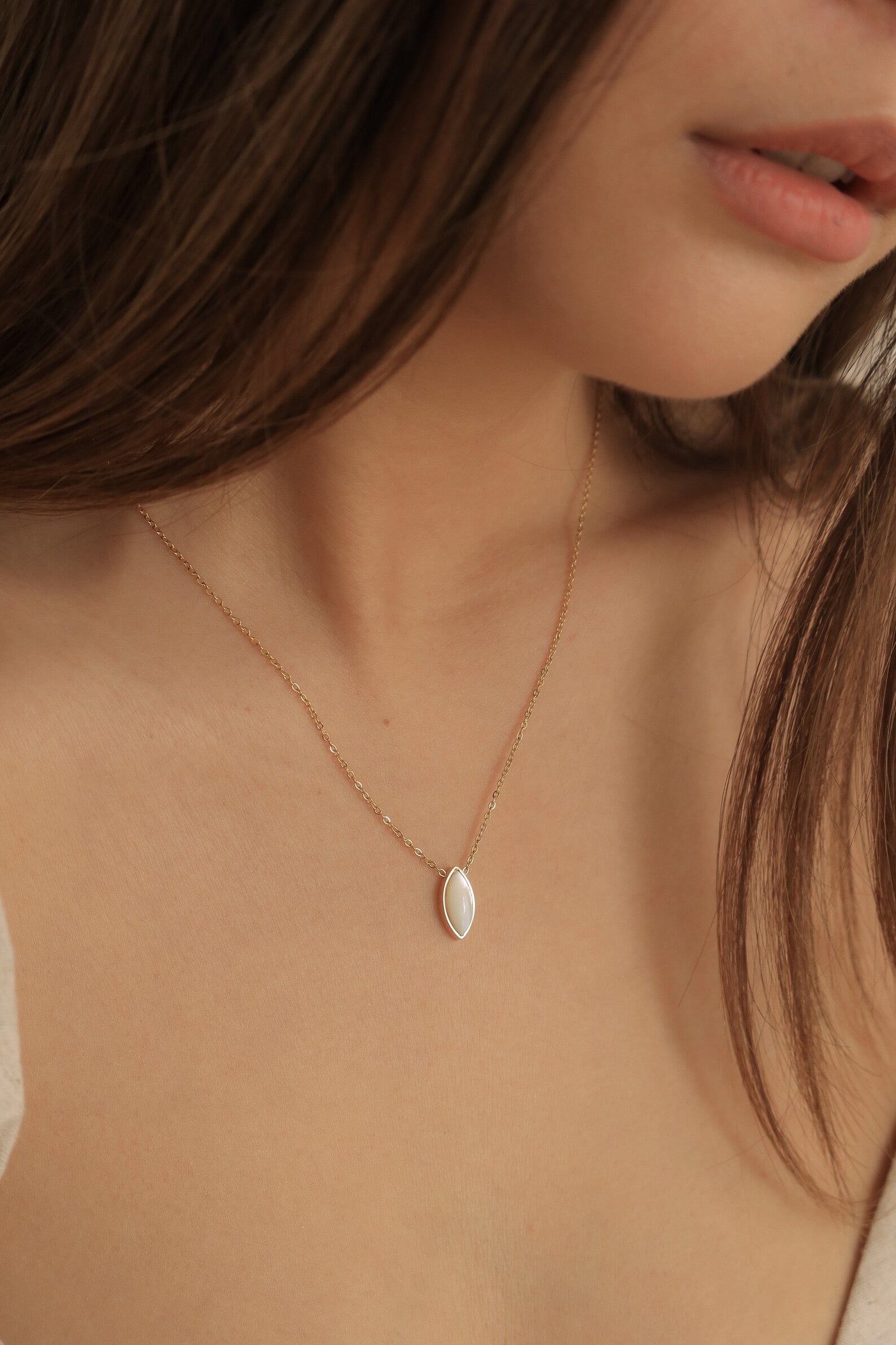 Mother of Pearl  Marquise Necklace