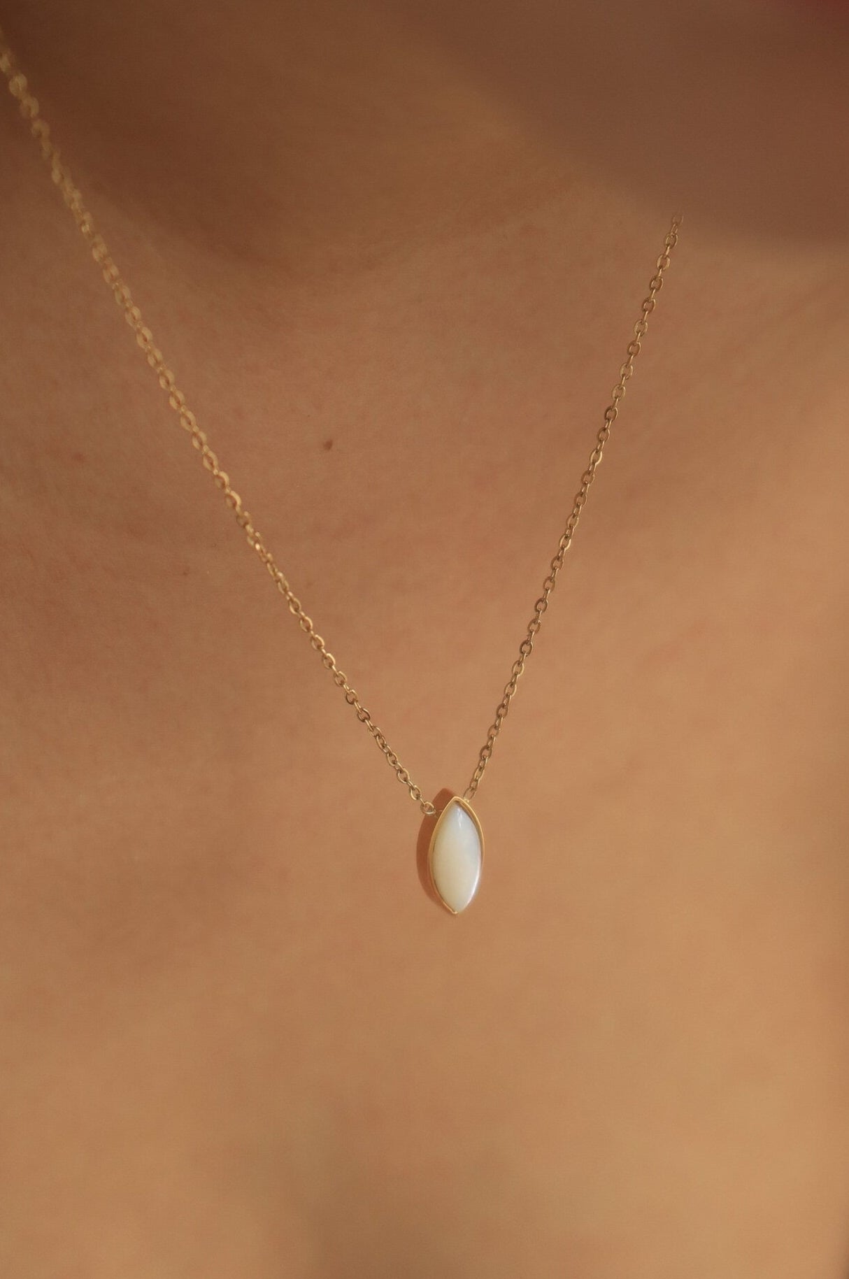Mother of Pearl  Marquise Necklace