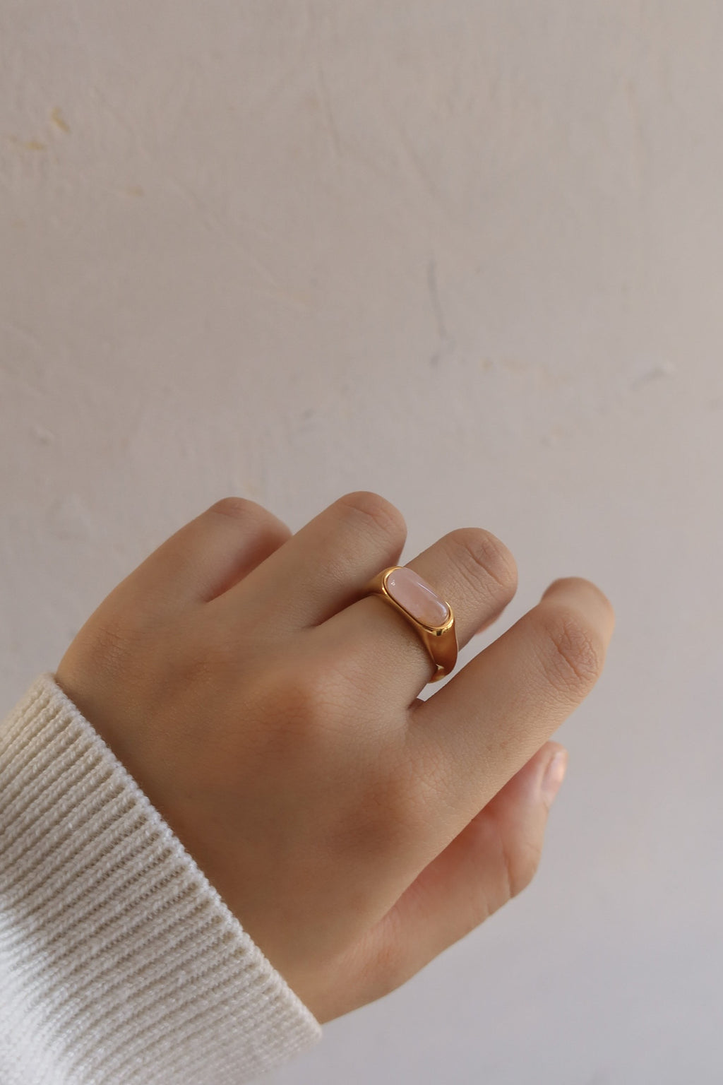Baguette Rose Quartz Ring