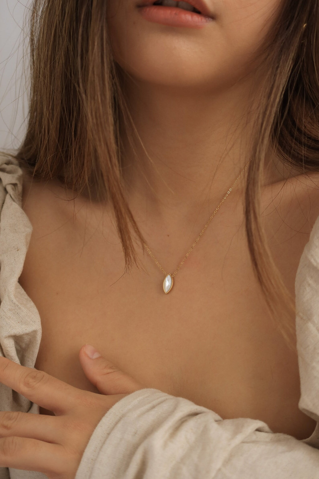 Mother of Pearl  Marquise Necklace
