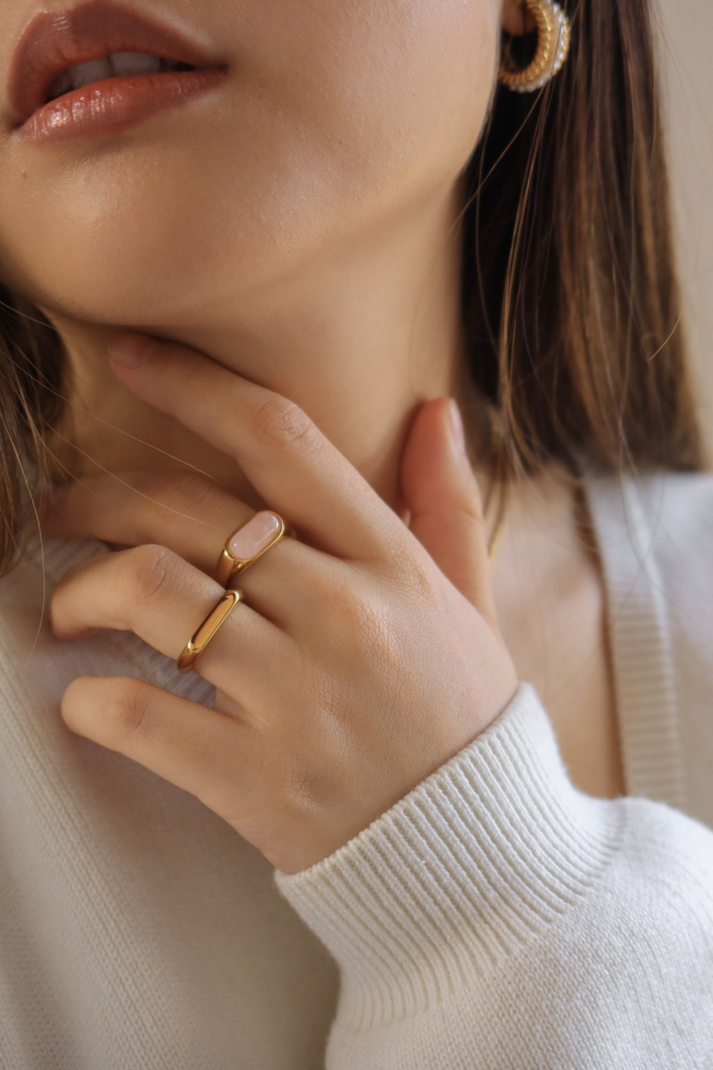 Baguette Rose Quartz Ring