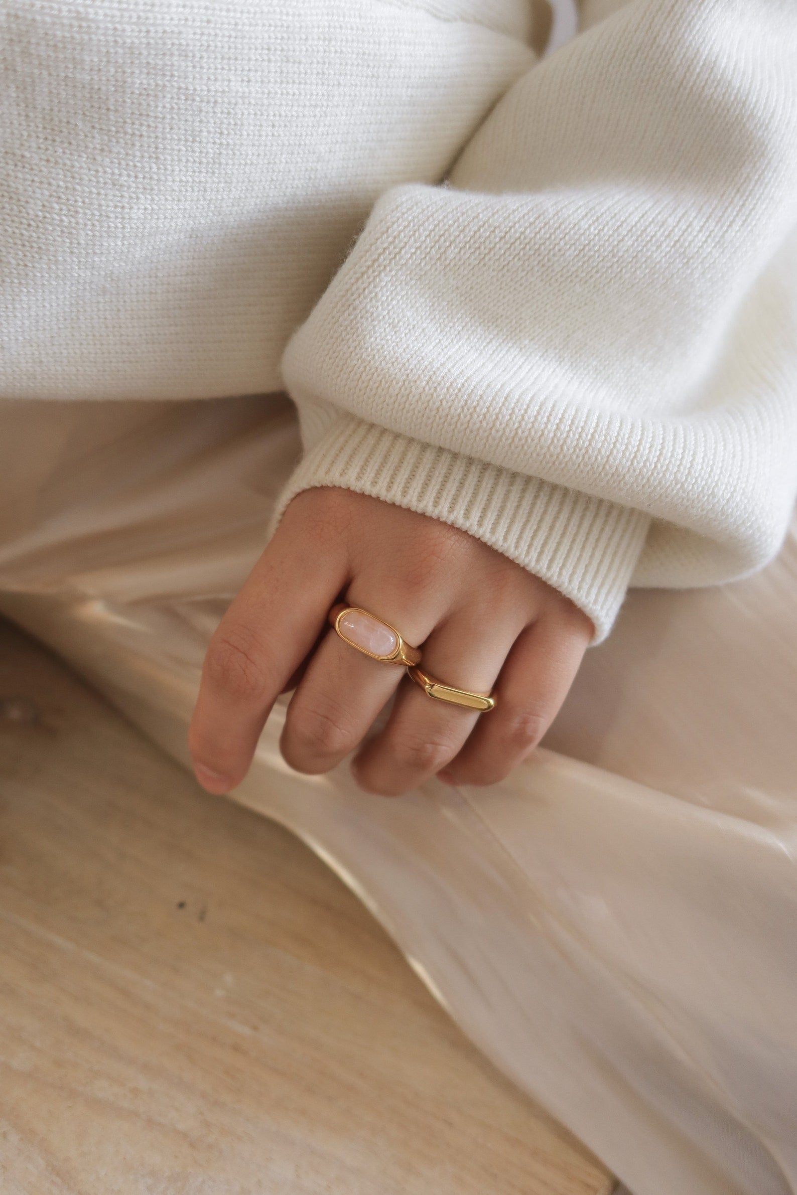 Baguette Rose Quartz Ring