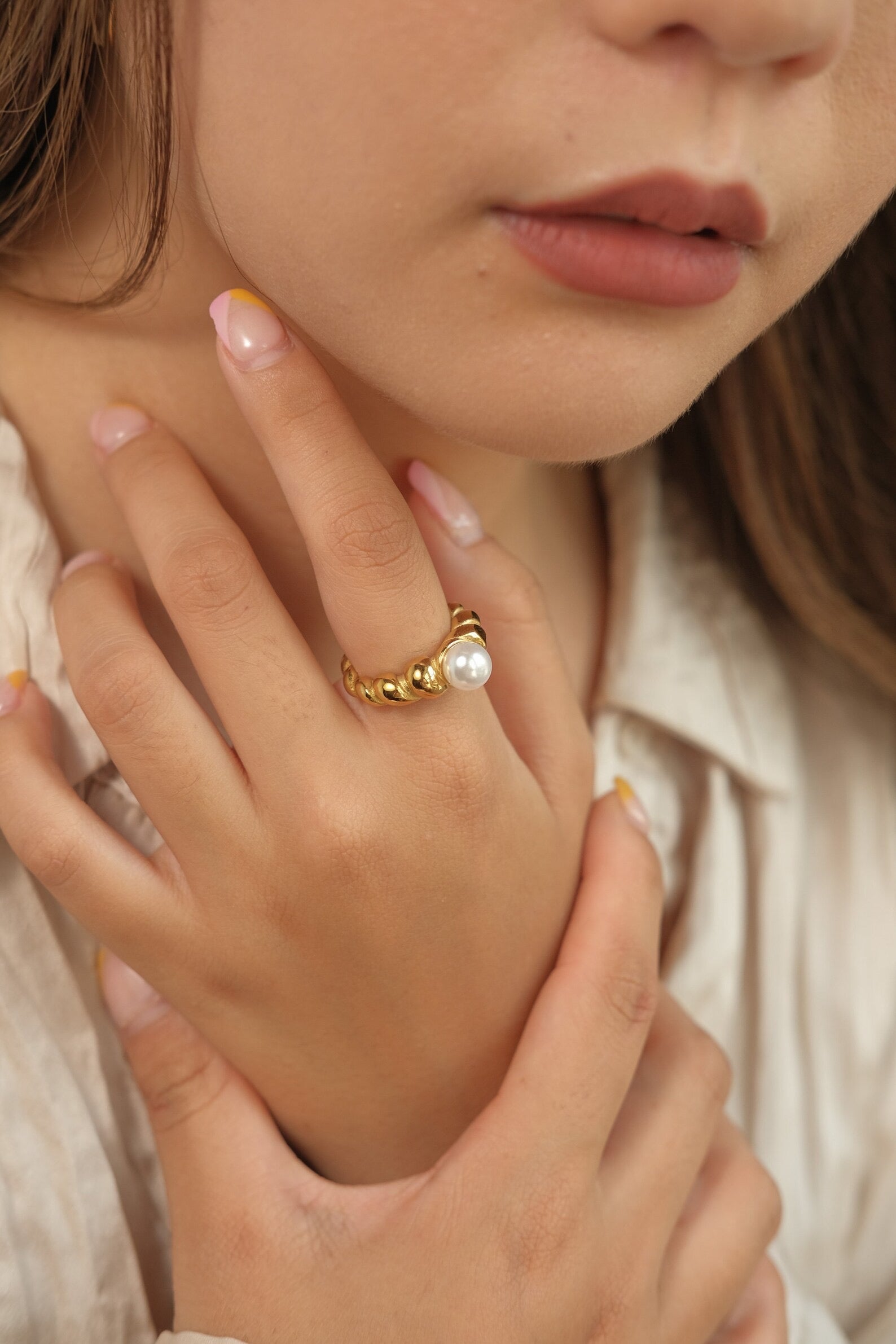 Croissant Pearl Ring