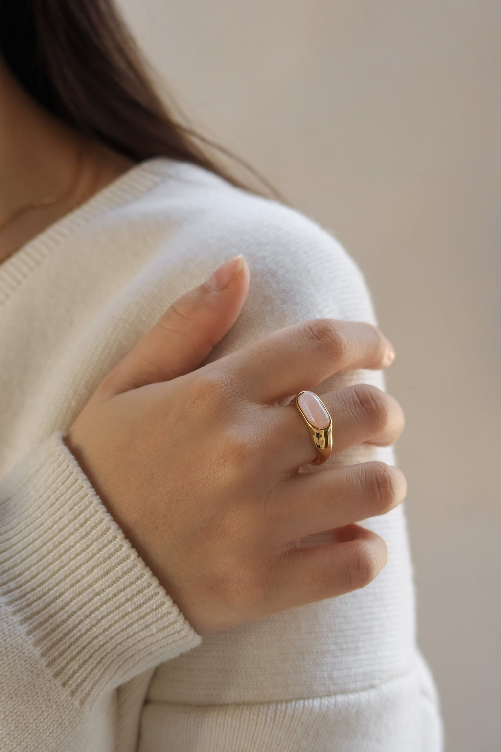 Baguette Rose Quartz Ring