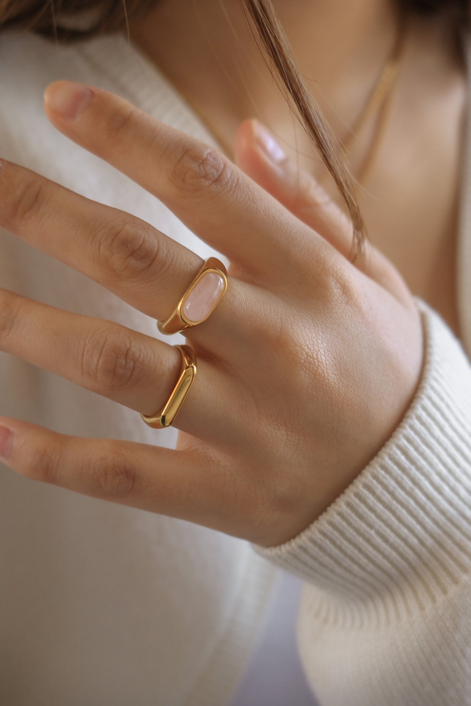 Baguette Rose Quartz Ring